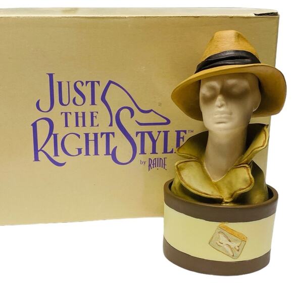 1999 Just the Right Style Fedora Hat Trinket Box 27402 by Raine MIB - Picture 1 of 12